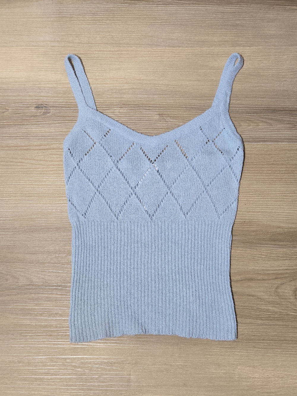 jonathan martin Light Blue Diamond-Knit Camisole
